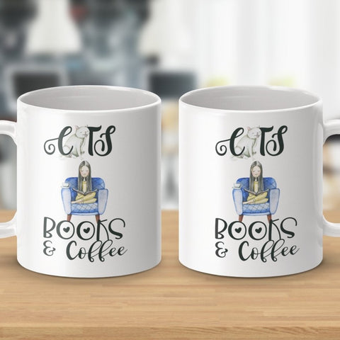 Cats Books and Coffee Enthusiast Mugs