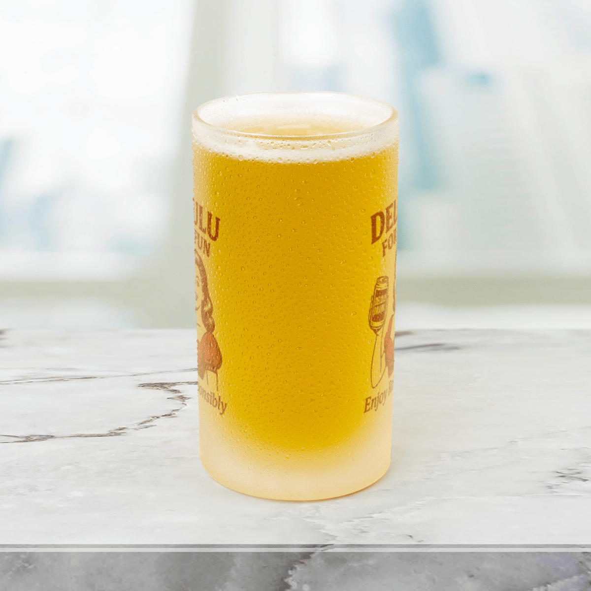 DeLulu For Fun - Frosted Beer Stein 16oz - NuKrypton Glassware 1109