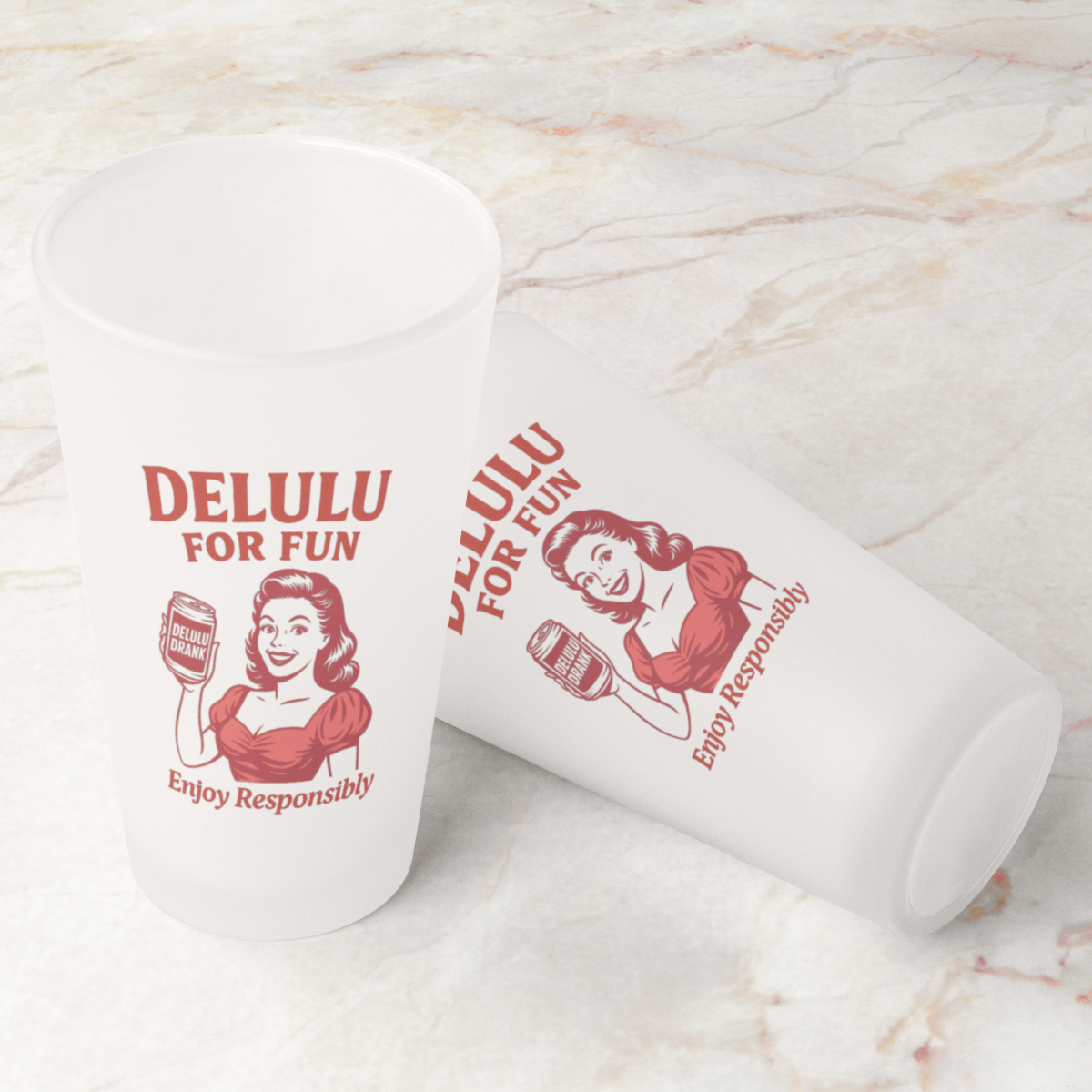 DeLulu For Fun - Frosted Pint Glass 16oz - NuKrypton Glassware