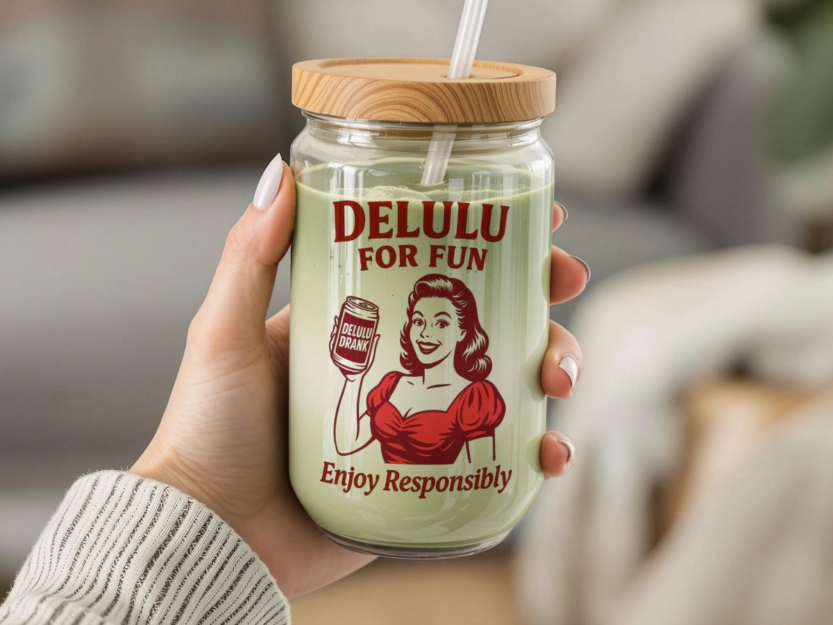 DeLulu For Fun - Glass Tumbler (16oz) - NuKrypton Tumblers 61928049621427026151
