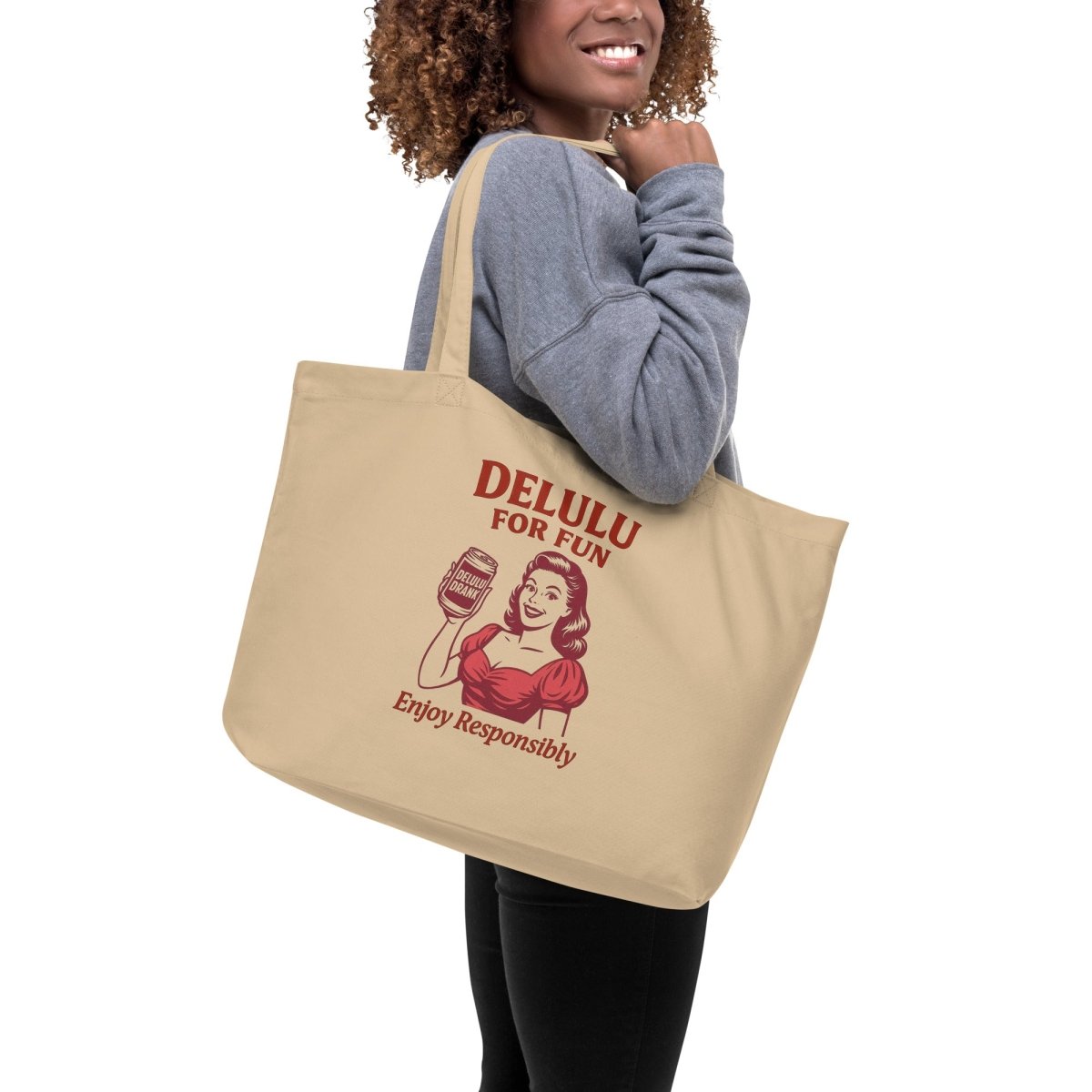 DeLulu For Fun - Khaki Tote Bags - NuKrypton Tote Bags