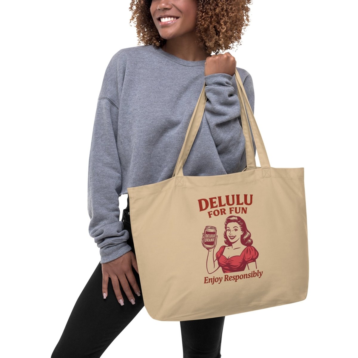 DeLulu For Fun - Khaki Tote Bags - NuKrypton Tote Bags