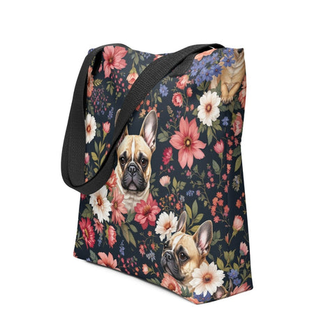 Floral Frenchie Parade Tote Bags