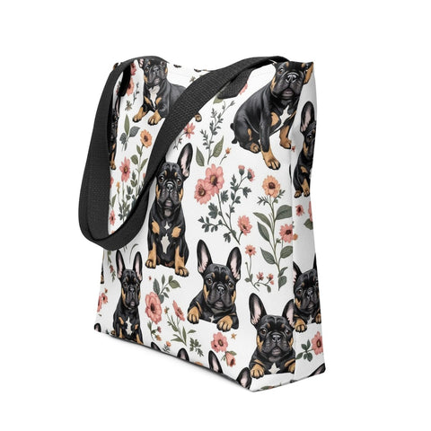 Frenchie Frenzy Flower Power Tote Bags