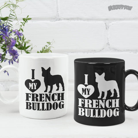 I Love My French Bulldog - Black Coffee Cup