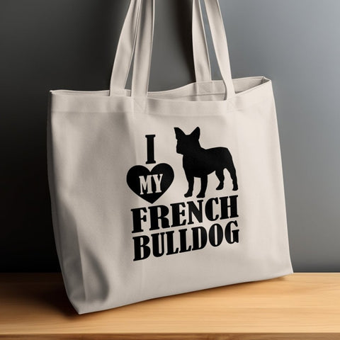 I Love My French Bulldog Tote Bags
