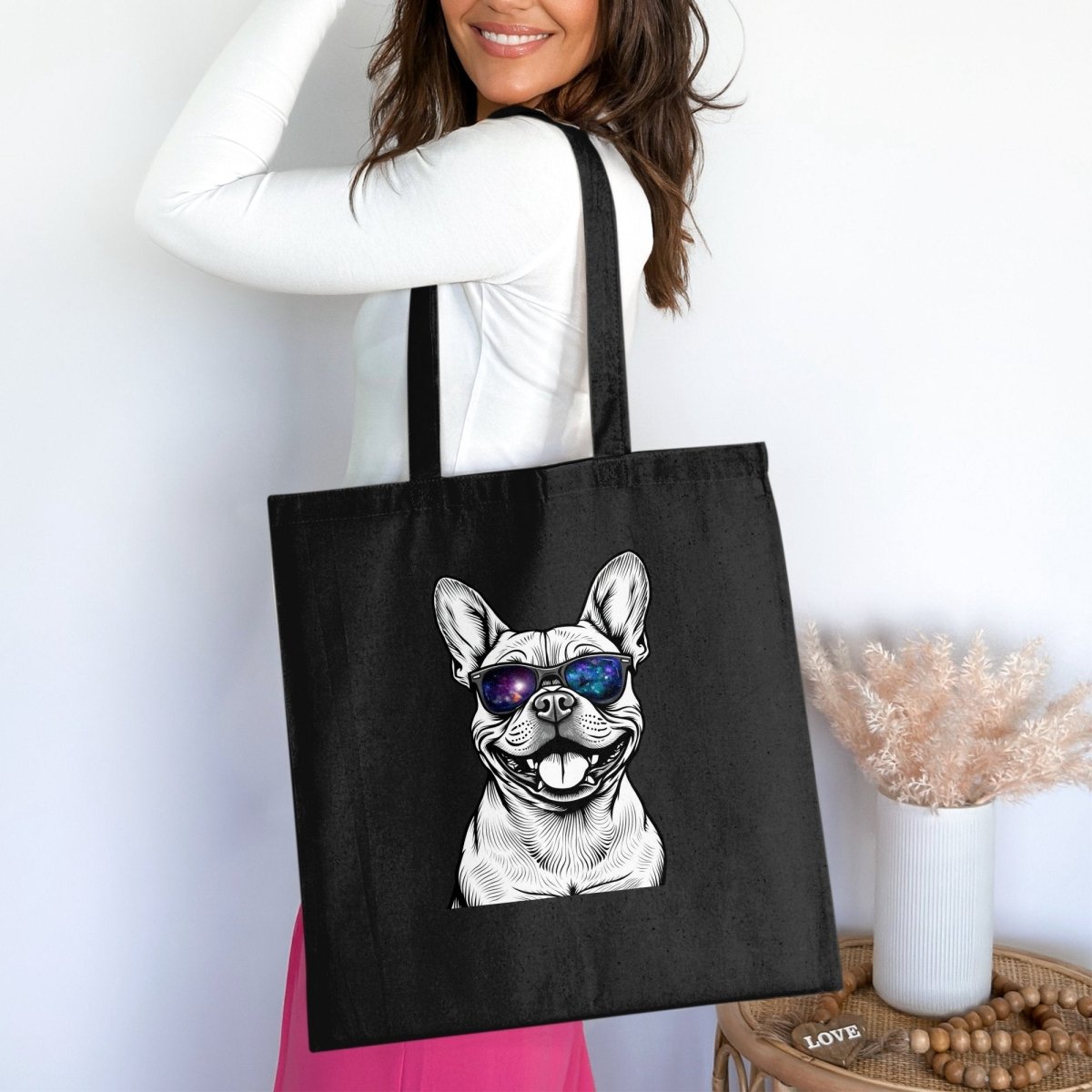 Intergalactic French Bulldog in Shades Tote Bags - NuKrypton Tote Bags 165467