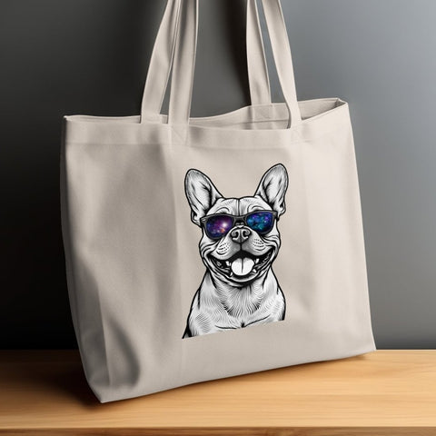 Intergalactic French Bulldog in Shades Tote Bags