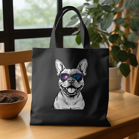 Intergalactic French Bulldog in Shades Tote Bags