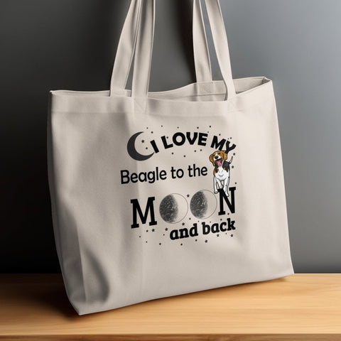 Love My Beagle to the Moon and Back Fun Tote Bags