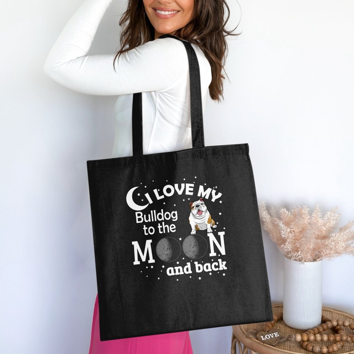 Love My Bulldog to the Moon and Back Tote Bags - NuKrypton Tote Bags 165467