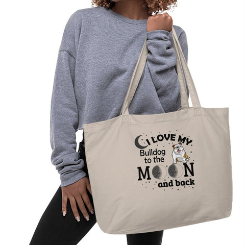Love My Bulldog to the Moon and Back Tote Bags