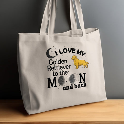 Love My Golden Retriever to the Moon Tote Bags