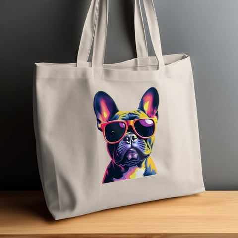 Neon Cool French Bulldog Swagger Tote Bags
