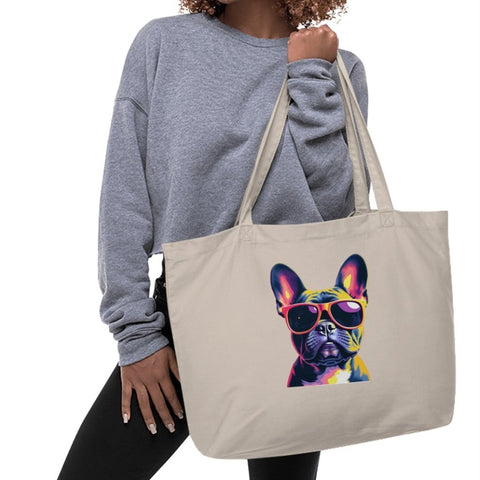 Neon Cool French Bulldog Swagger Tote Bags