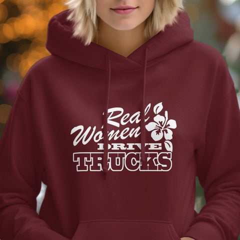Real Women Drive Trucks Flower Fun Hoodie