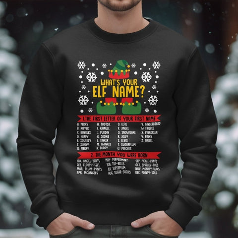 What's Your Elf Name Holiday Party Sweatshirt