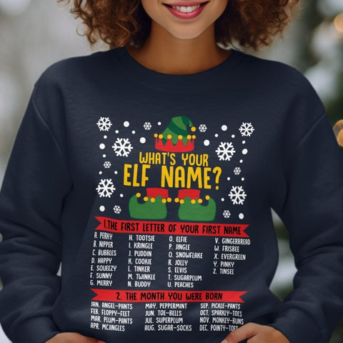 What's Your Elf Name Holiday Party Sweatshirt