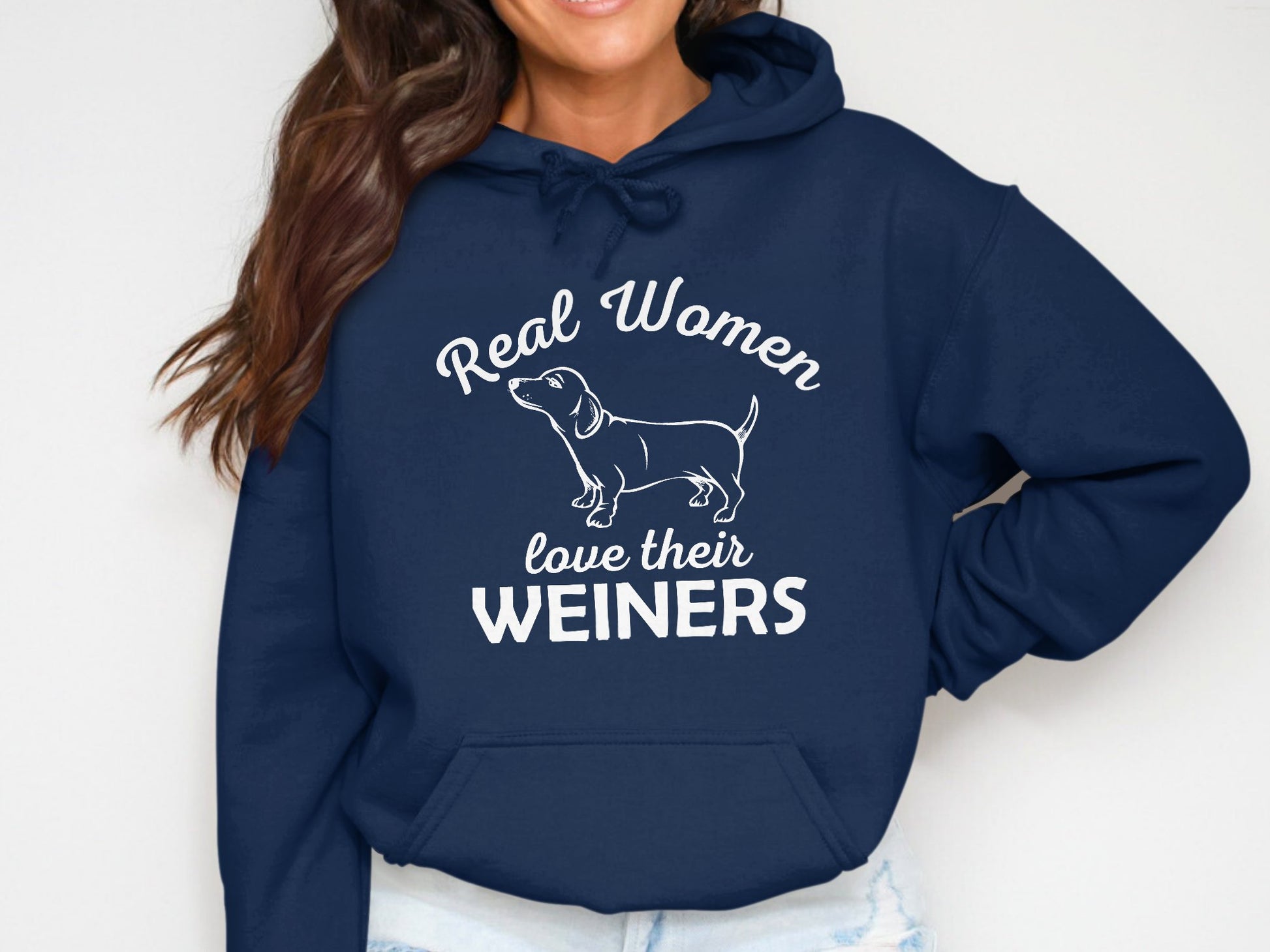 Women & Their Weiners - Navy Dog Mom Hoodie - NuKrypton Hoodies for Women