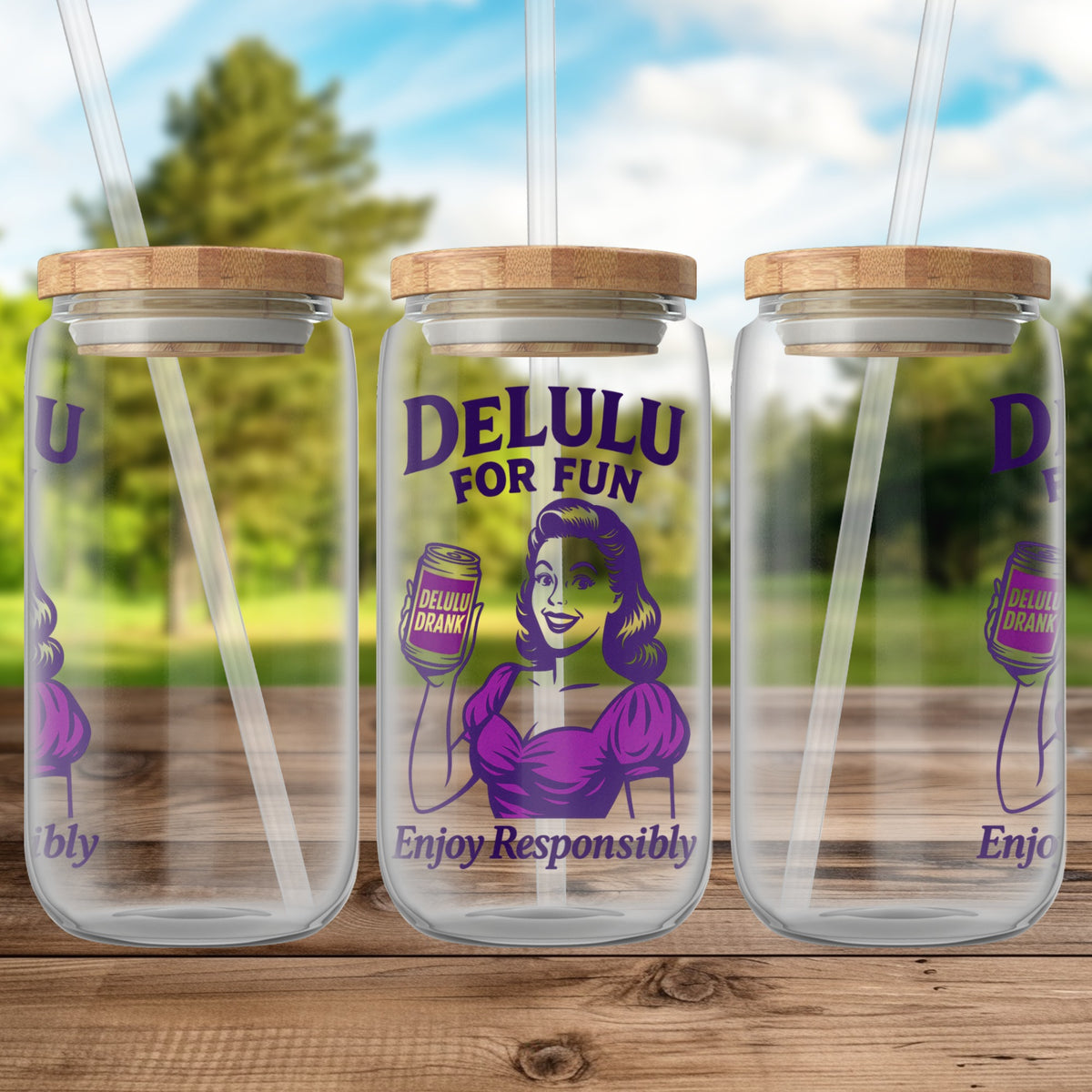 DeLulu For Fun - Glass Tumbler (16oz)