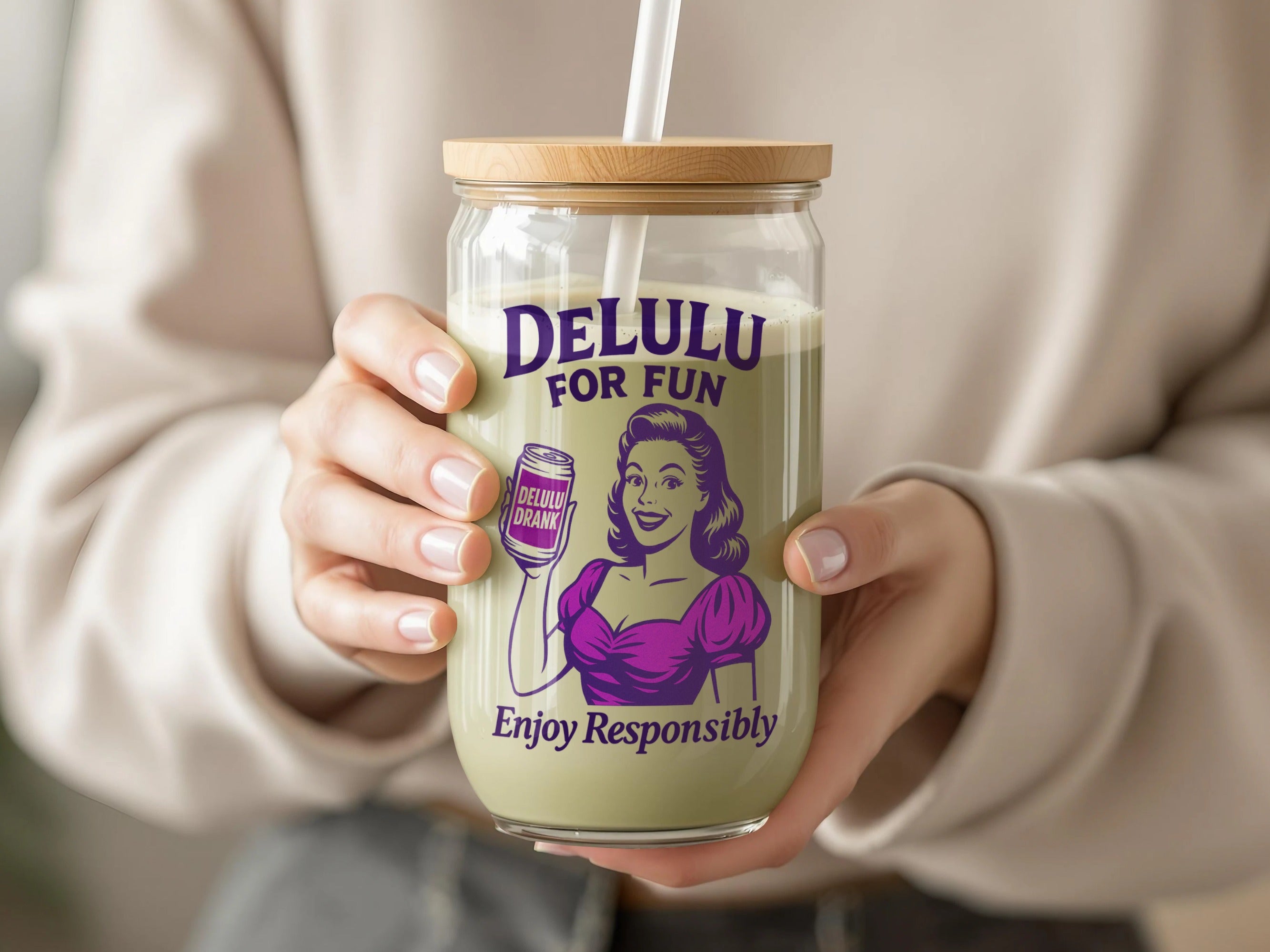 DeLulu For Fun - Glass Tumbler (16oz)