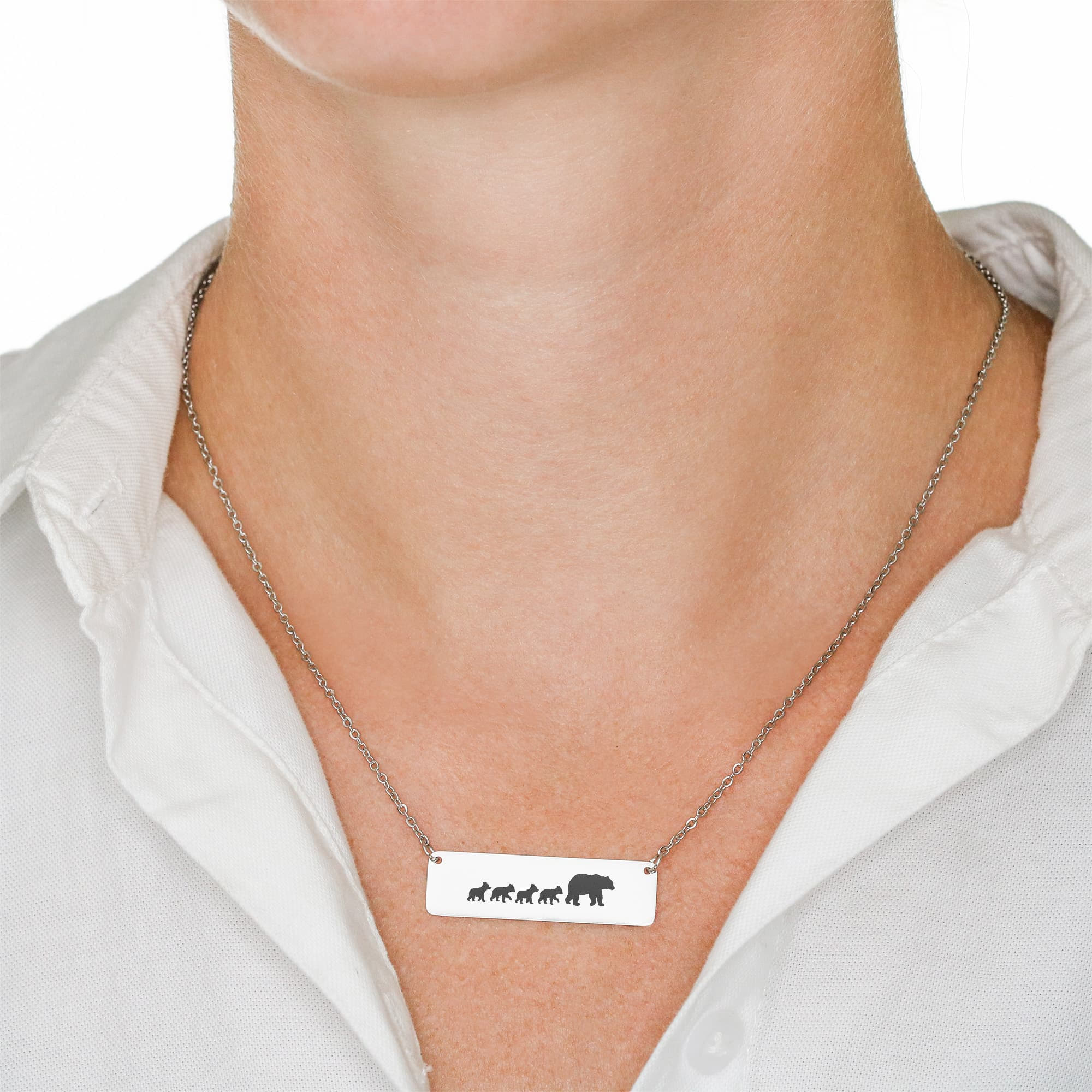 Mama Bear Necklace Silver Gift for Mom