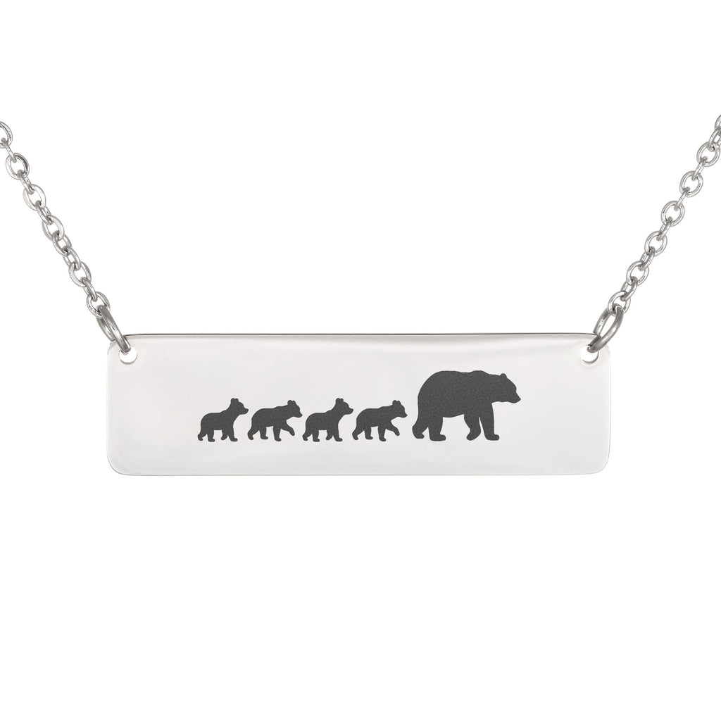 Mama Bear Necklace Silver Gift for Mom