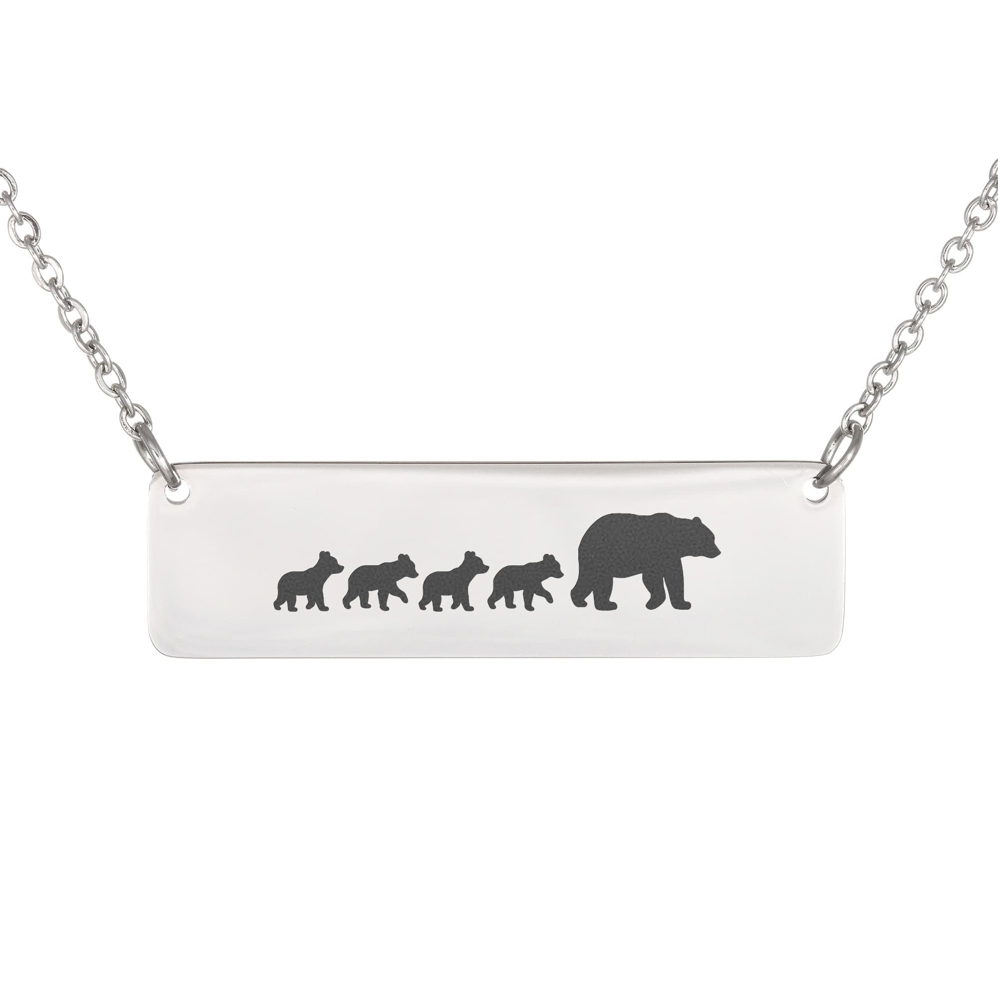 Mama Bear Necklace Silver Gift for Mom