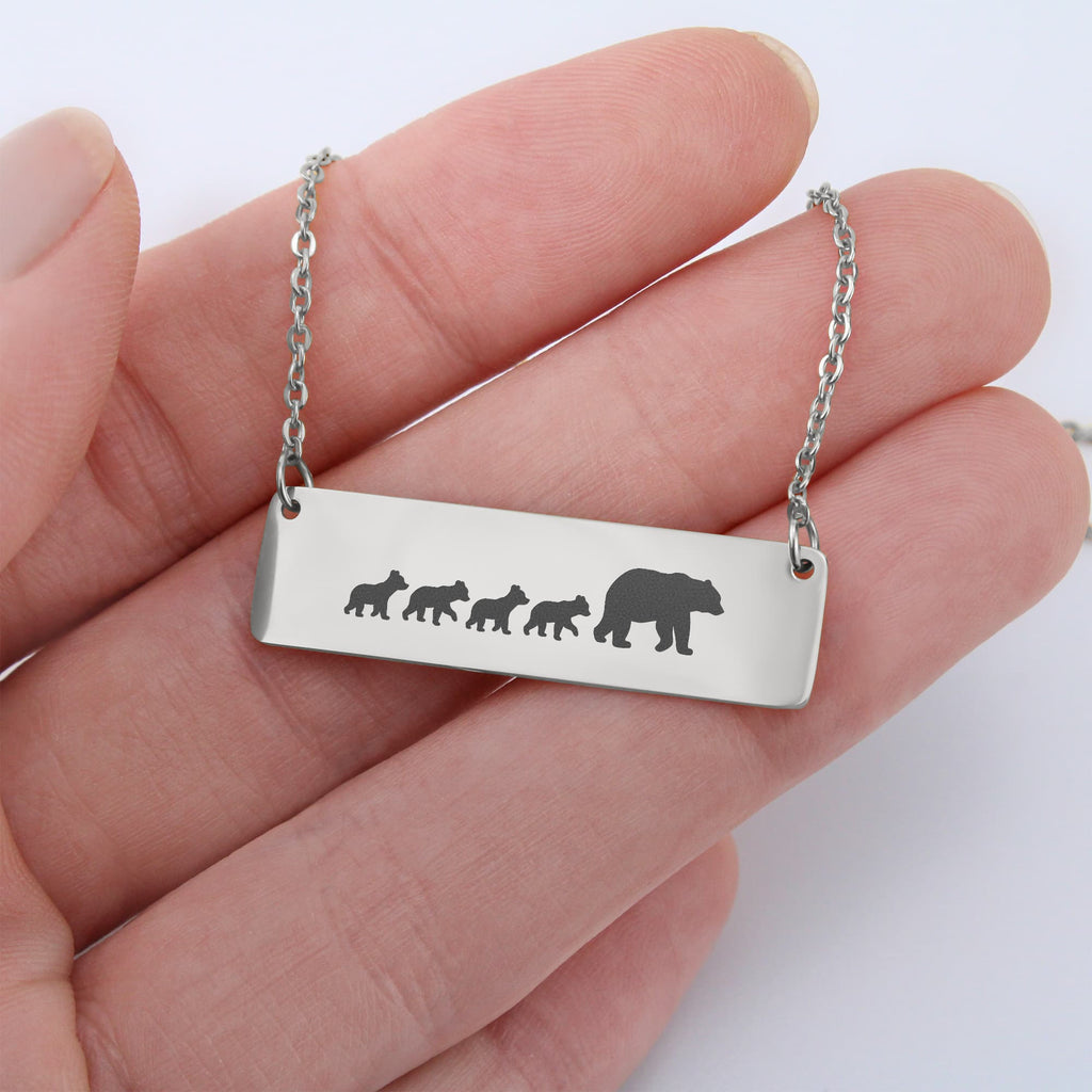 Mama Bear Necklace Silver Gift for Mom