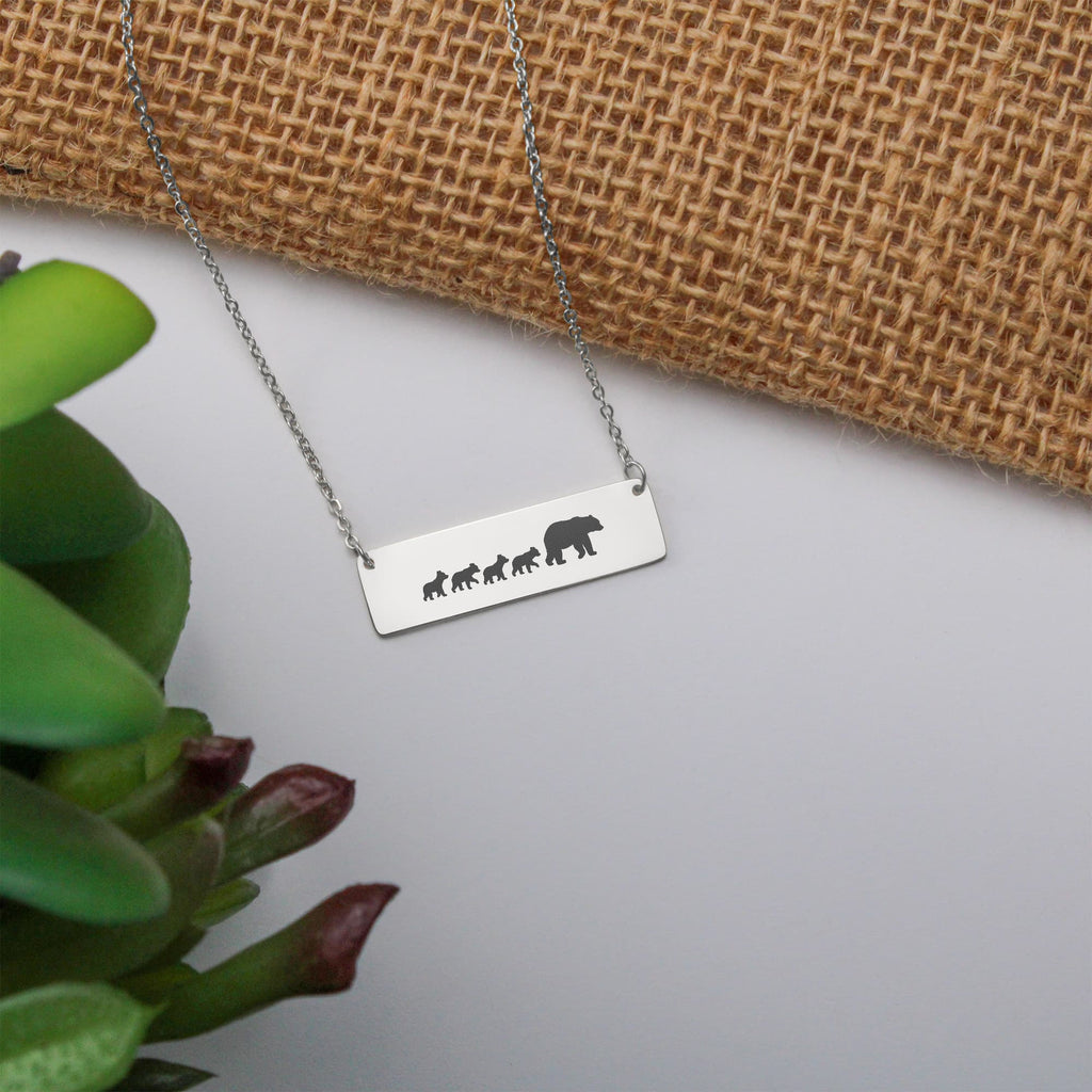 Mama Bear Necklace Silver Gift for Mom