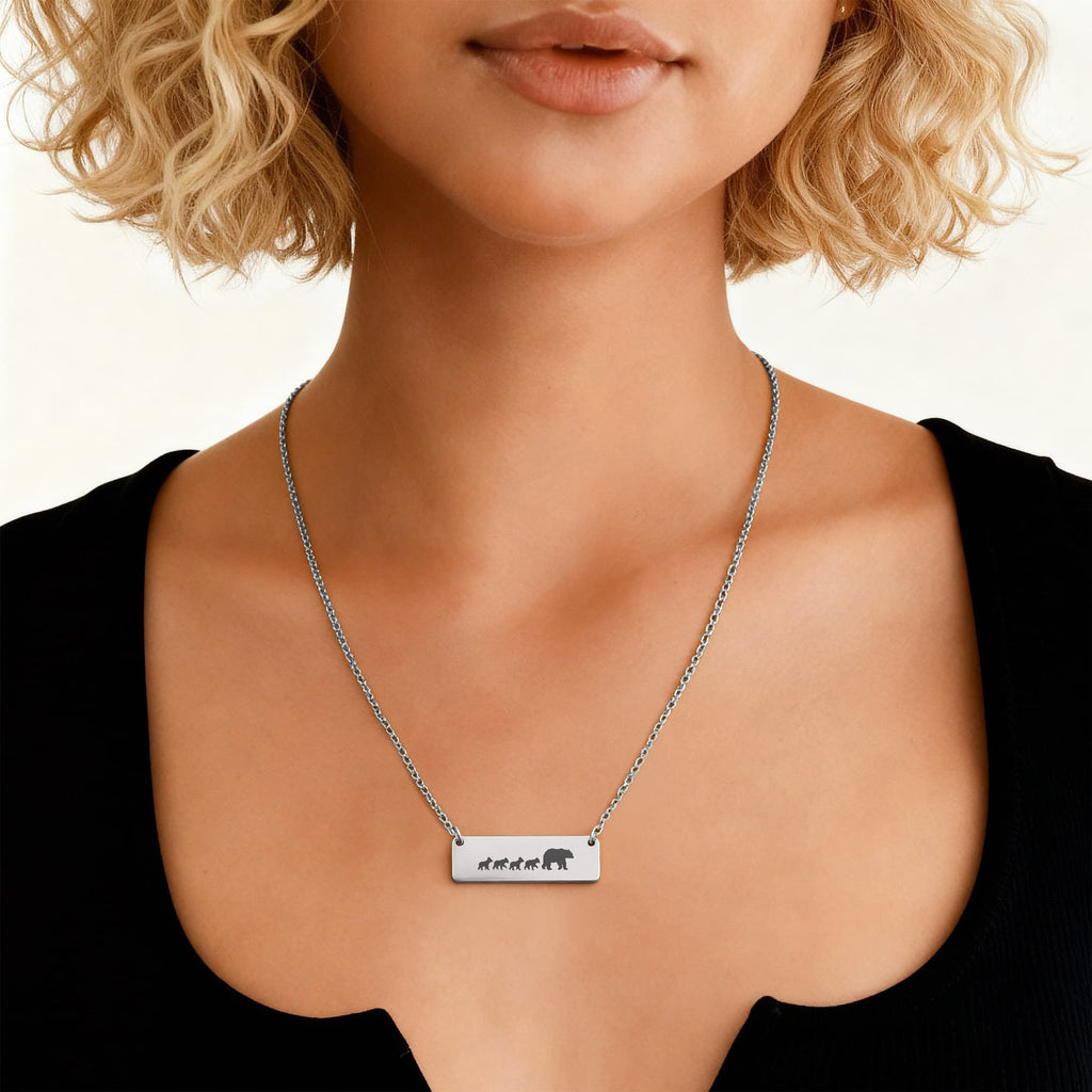 Mama Bear Necklace Silver Gift for Mom