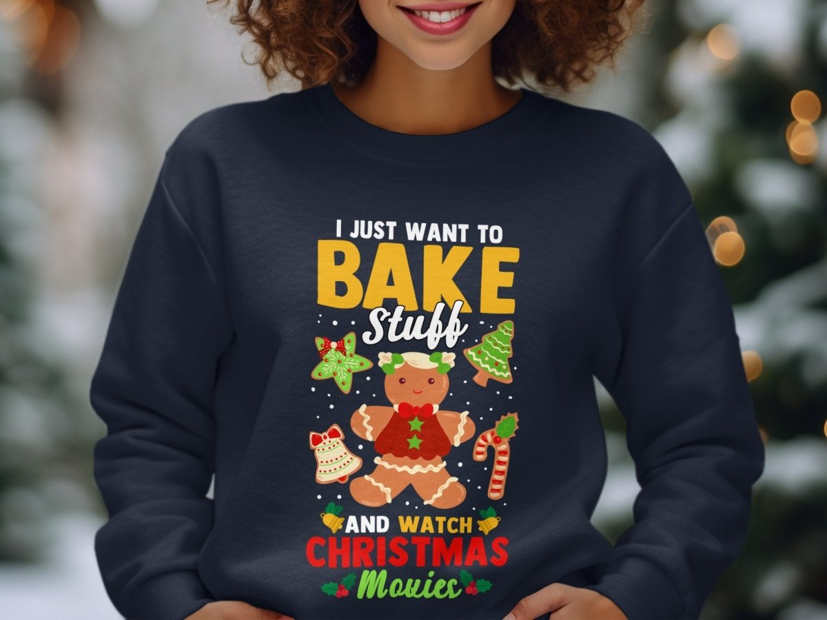 Bake Stuff & Watch Christmas Movies Sweatshirt - NuKrypton Sweatshirt MD - 71970340