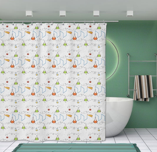 Beakers & Formulas - 70" x 70" Shower Curtain - NuKrypton Shower Curtains