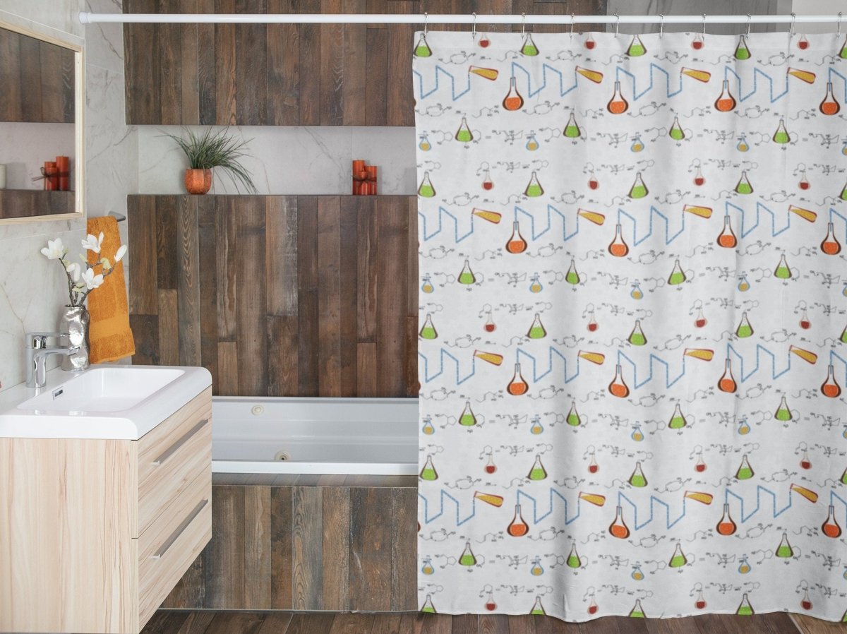 Beakers & Formulas - 70" x 70" Shower Curtain - NuKrypton Shower Curtains