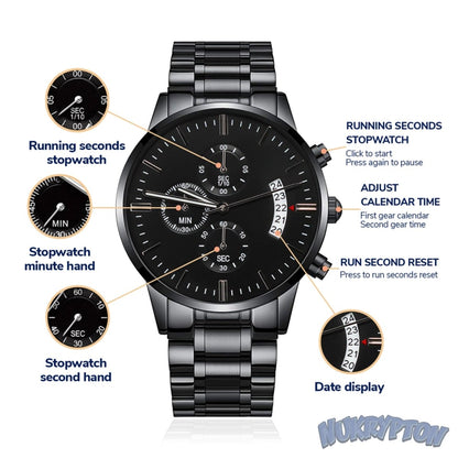 Customized Black Chronograph Watch - NuKrypton Watches 8396515709