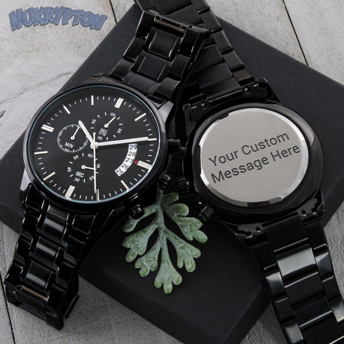 Customized Black Chronograph Watch - NuKrypton Watches 8396515711