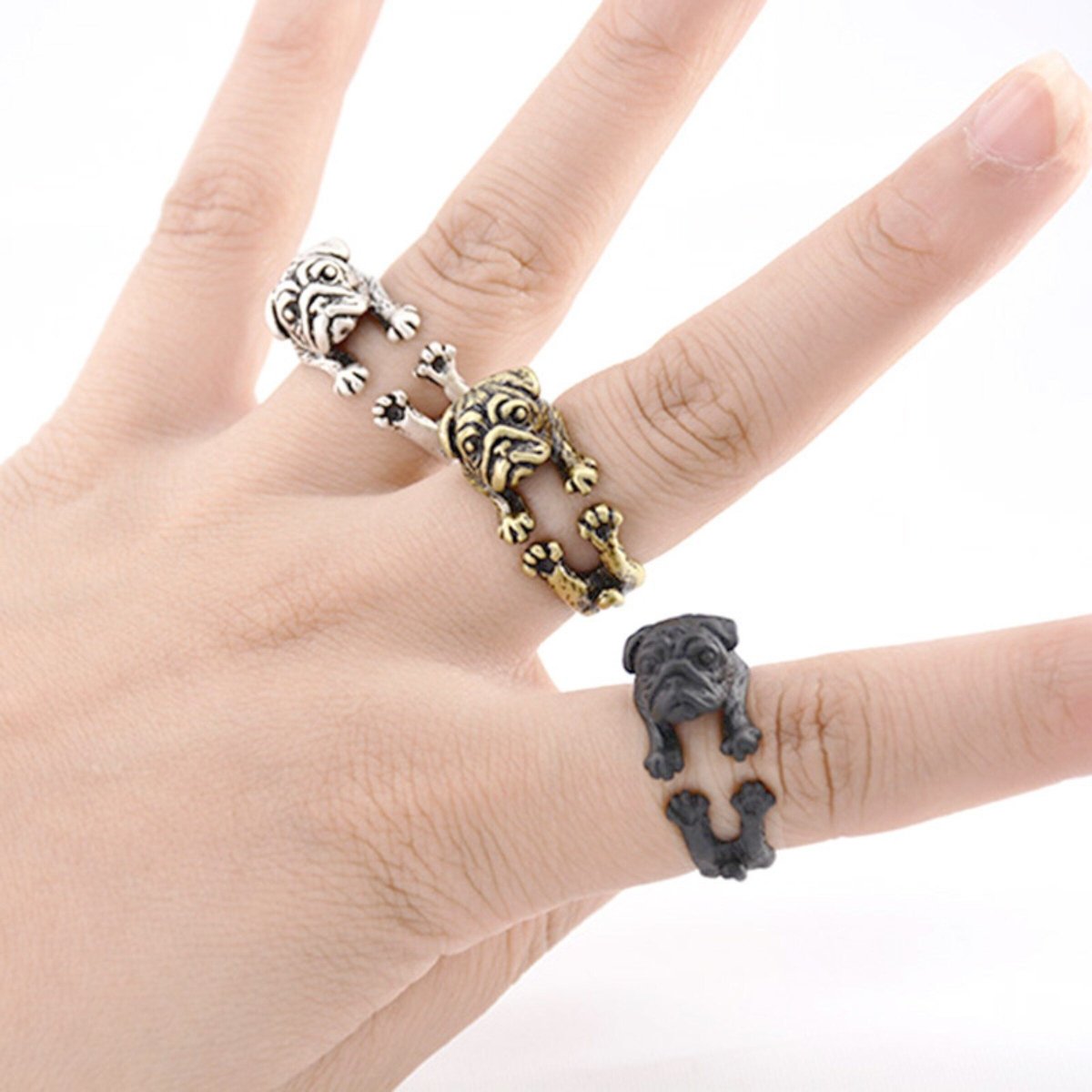 Cute Pug Rings - Wrap Ring - NuKrypton Rings