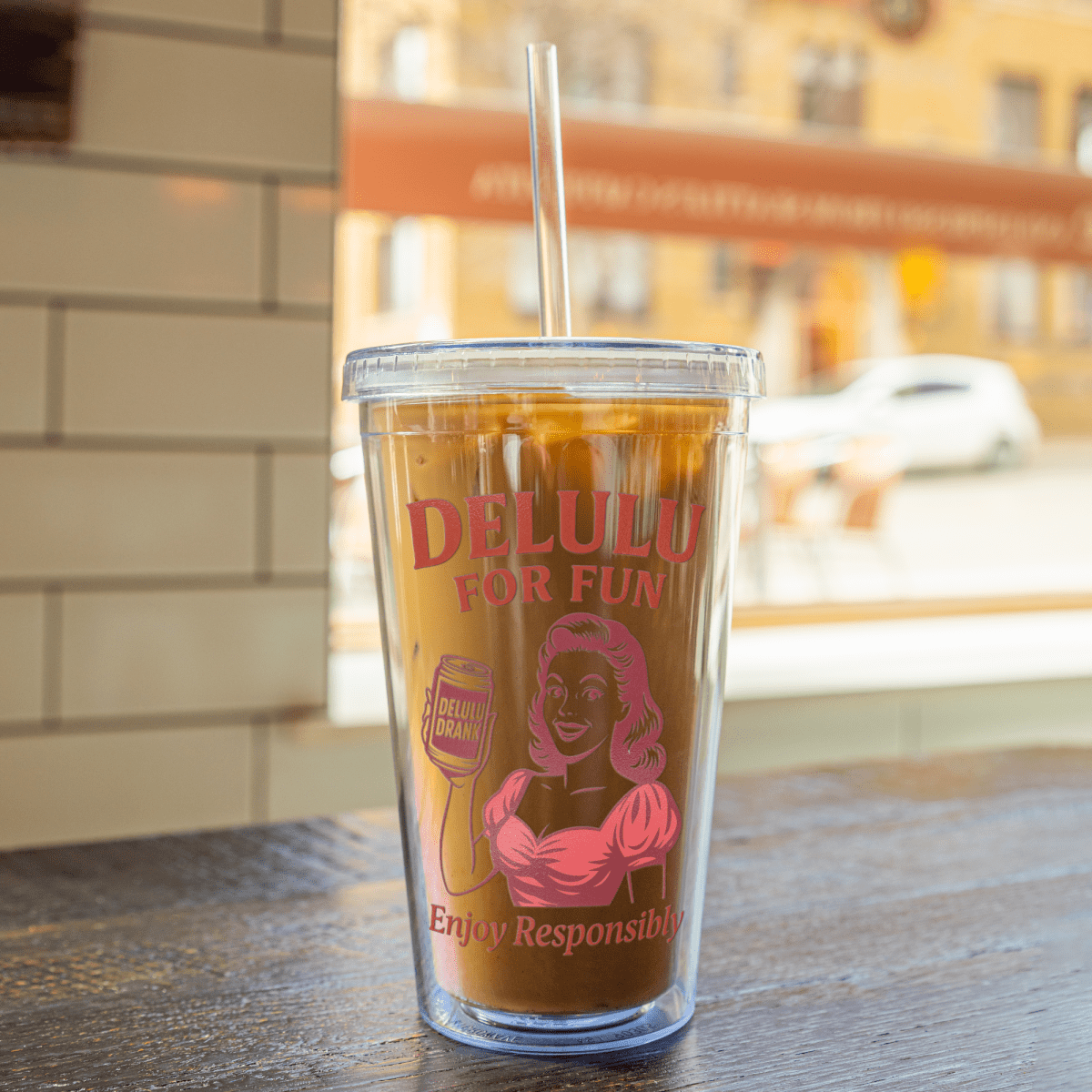 DeLulu For Fun - Acrylic Tumbler with Straw (16oz) - NuKrypton Tumblers