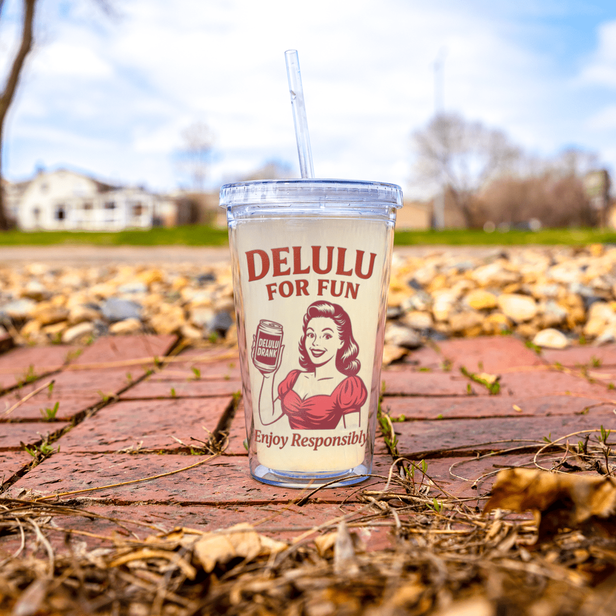 DeLulu For Fun - Acrylic Tumbler with Straw (16oz) - NuKrypton Tumblers