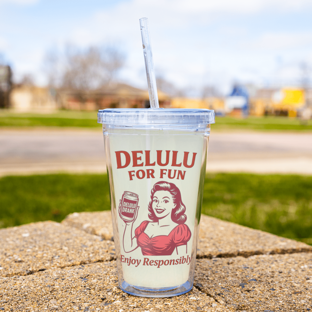 DeLulu For Fun - Acrylic Tumbler with Straw (16oz) - NuKrypton Tumblers