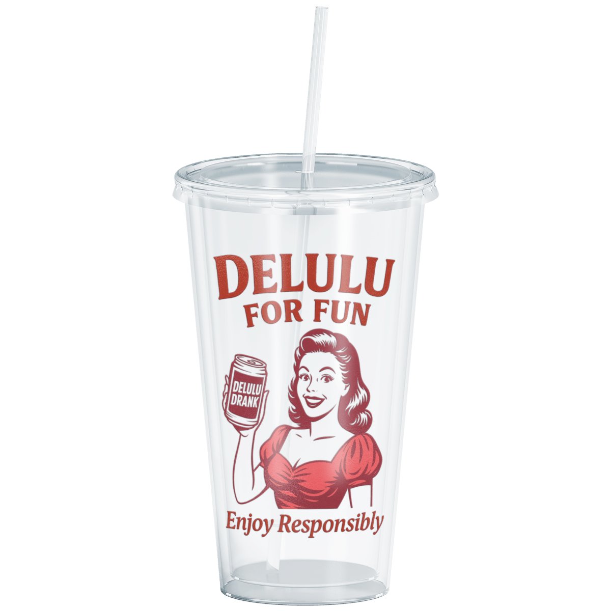 DeLulu For Fun - Acrylic Tumbler with Straw (16oz) - NuKrypton Tumblers
