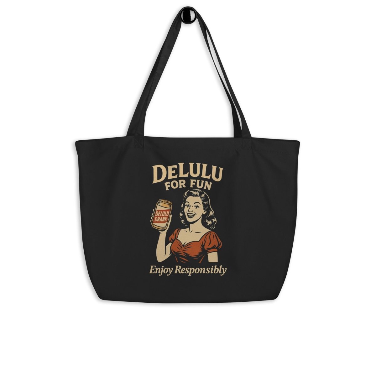 DeLulu For Fun - Black Tote Bags - NuKrypton Tote Bags