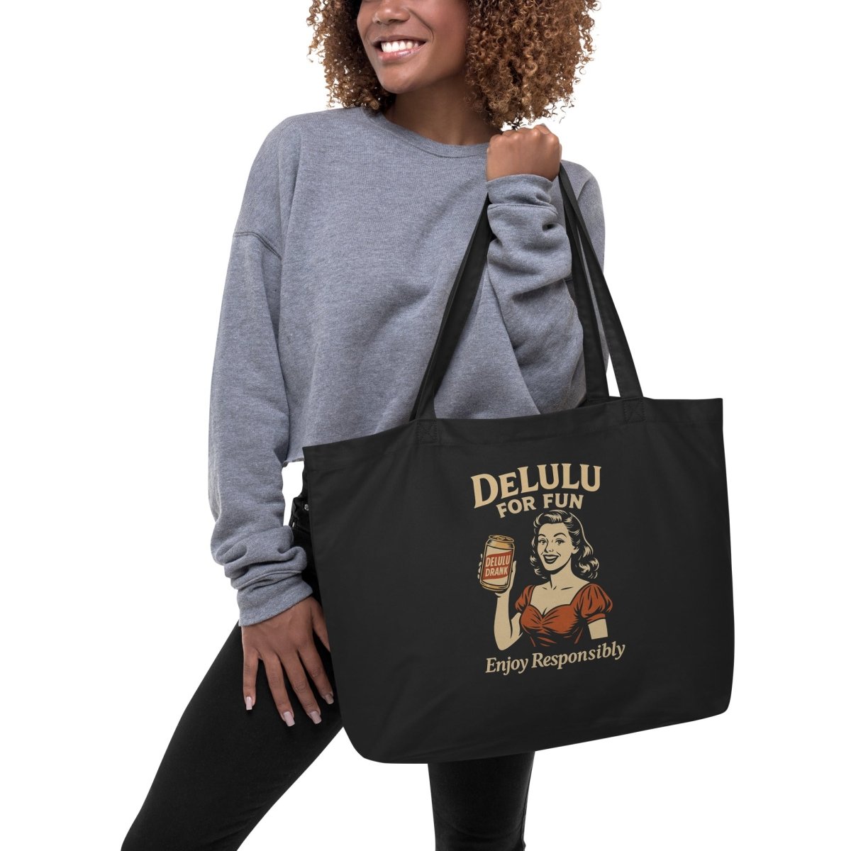 DeLulu For Fun - Black Tote Bags - NuKrypton Tote Bags