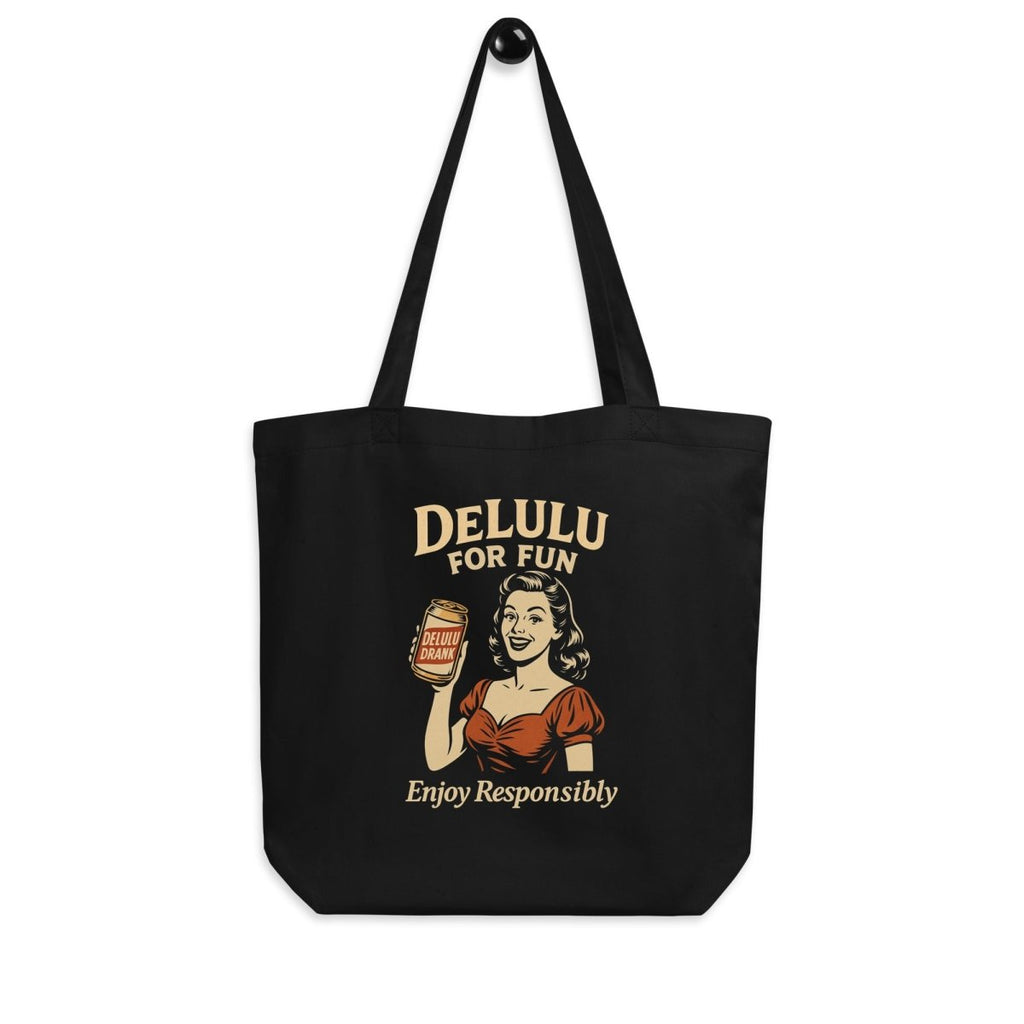 DeLulu For Fun - Black Tote Bags - NuKrypton Tote Bags