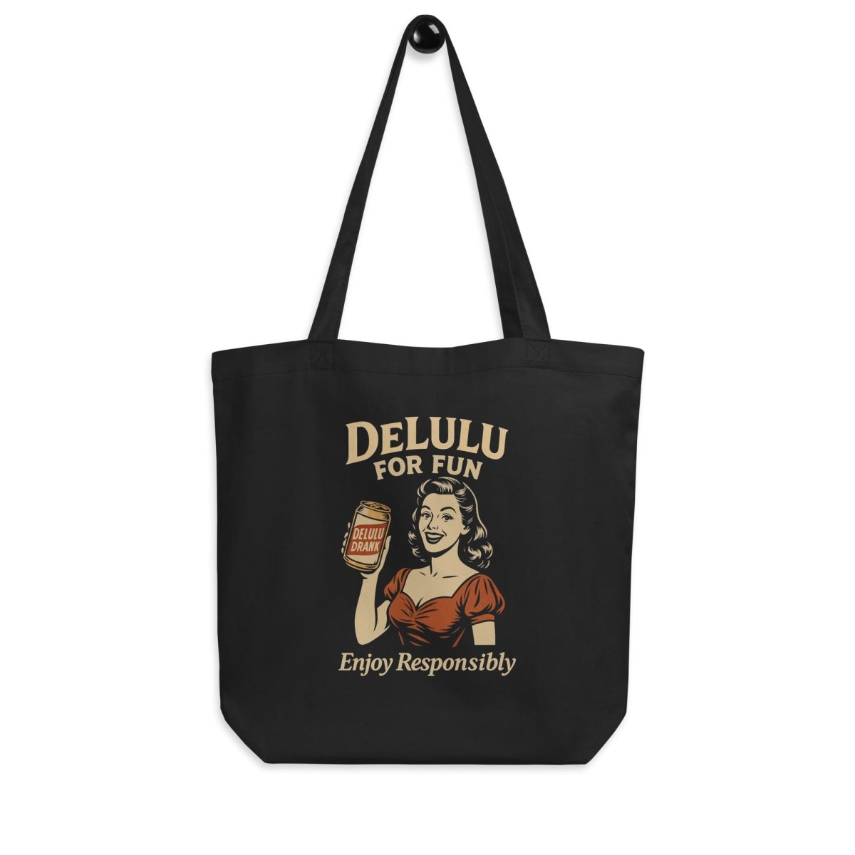 DeLulu For Fun - Black Tote Bags - NuKrypton Tote Bags