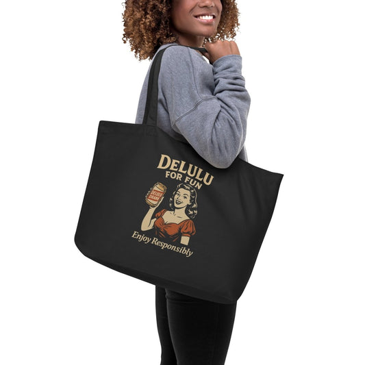 DeLulu For Fun - Black Tote Bags - NuKrypton Tote Bags
