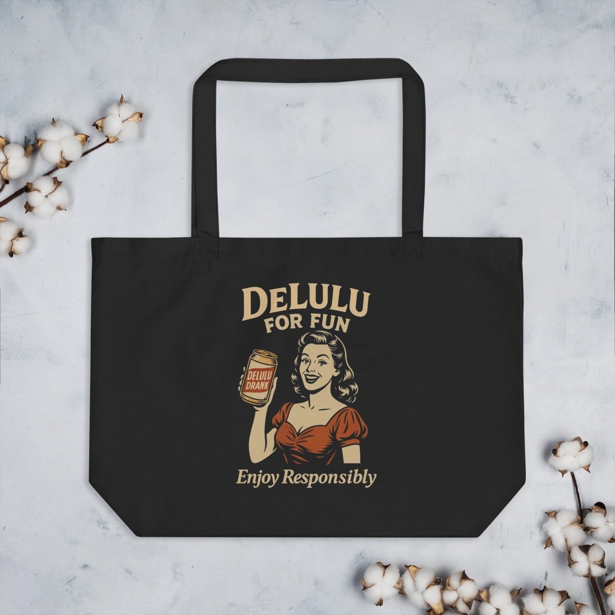 DeLulu For Fun - Black Tote Bags - NuKrypton Tote Bags