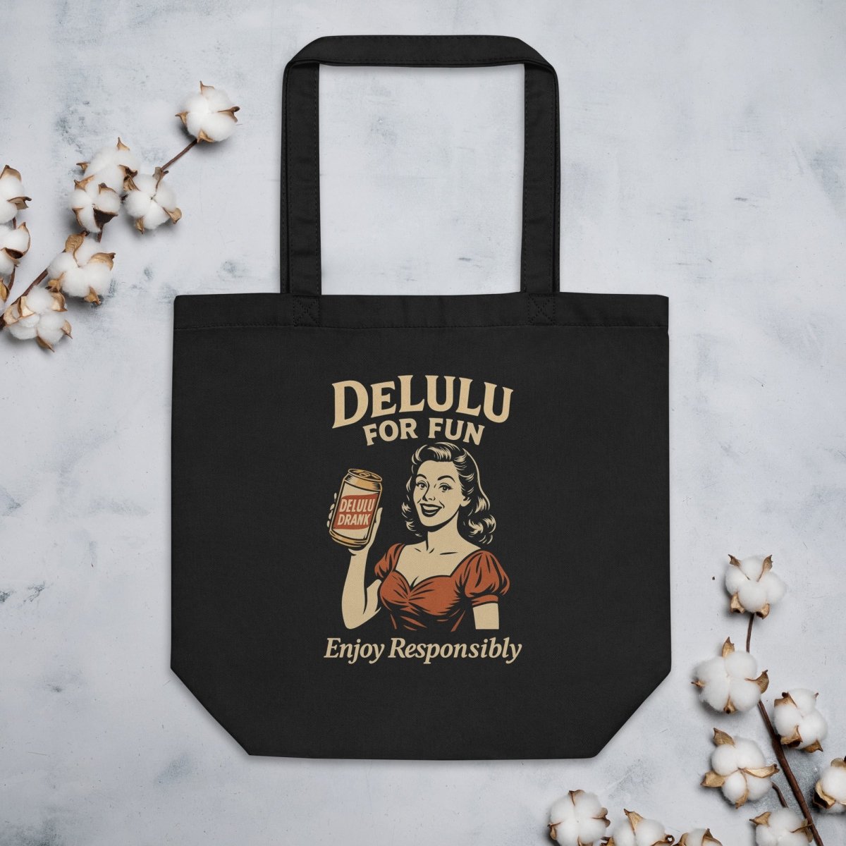 DeLulu For Fun - Black Tote Bags - NuKrypton Tote Bags