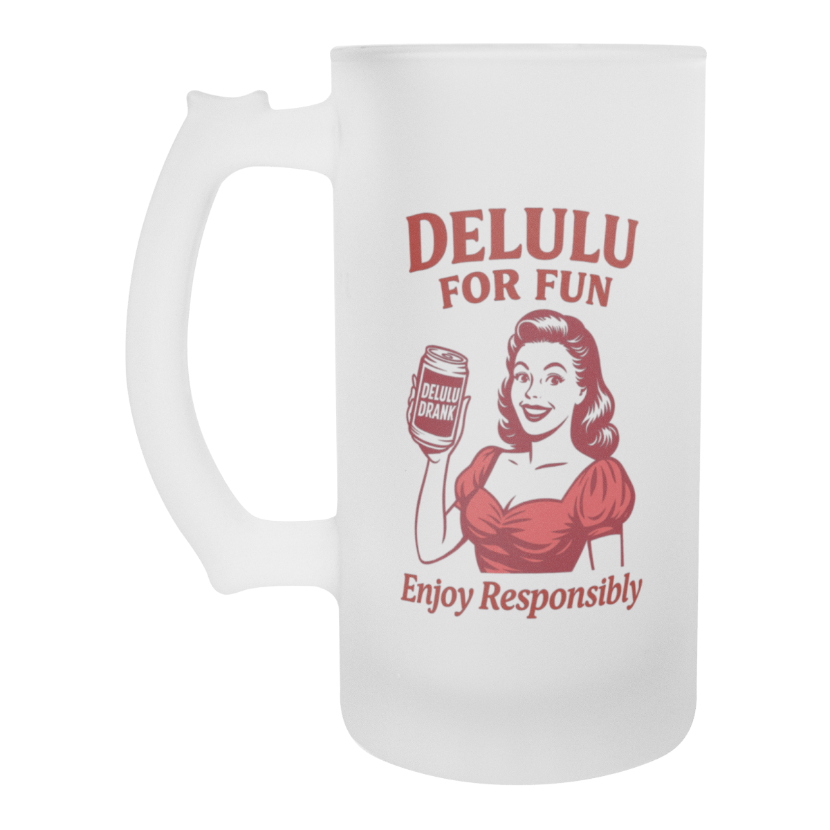 DeLulu For Fun - Frosted Beer Stein 16oz - NuKrypton Glassware 1109