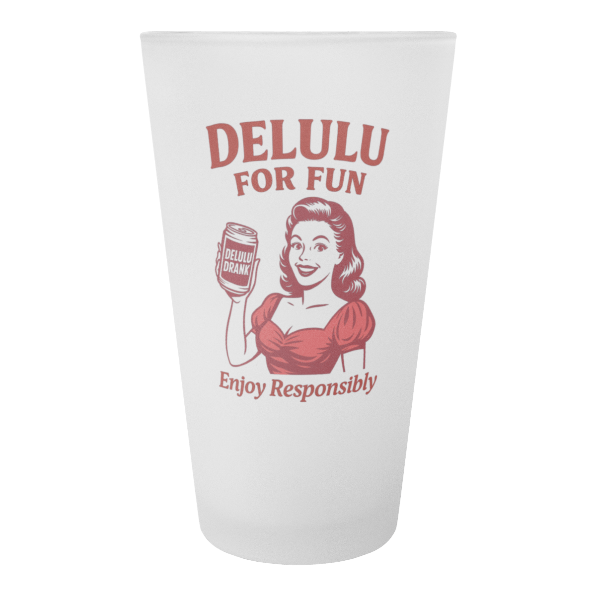 DeLulu For Fun - Frosted Pint Glass 16oz - NuKrypton Glassware